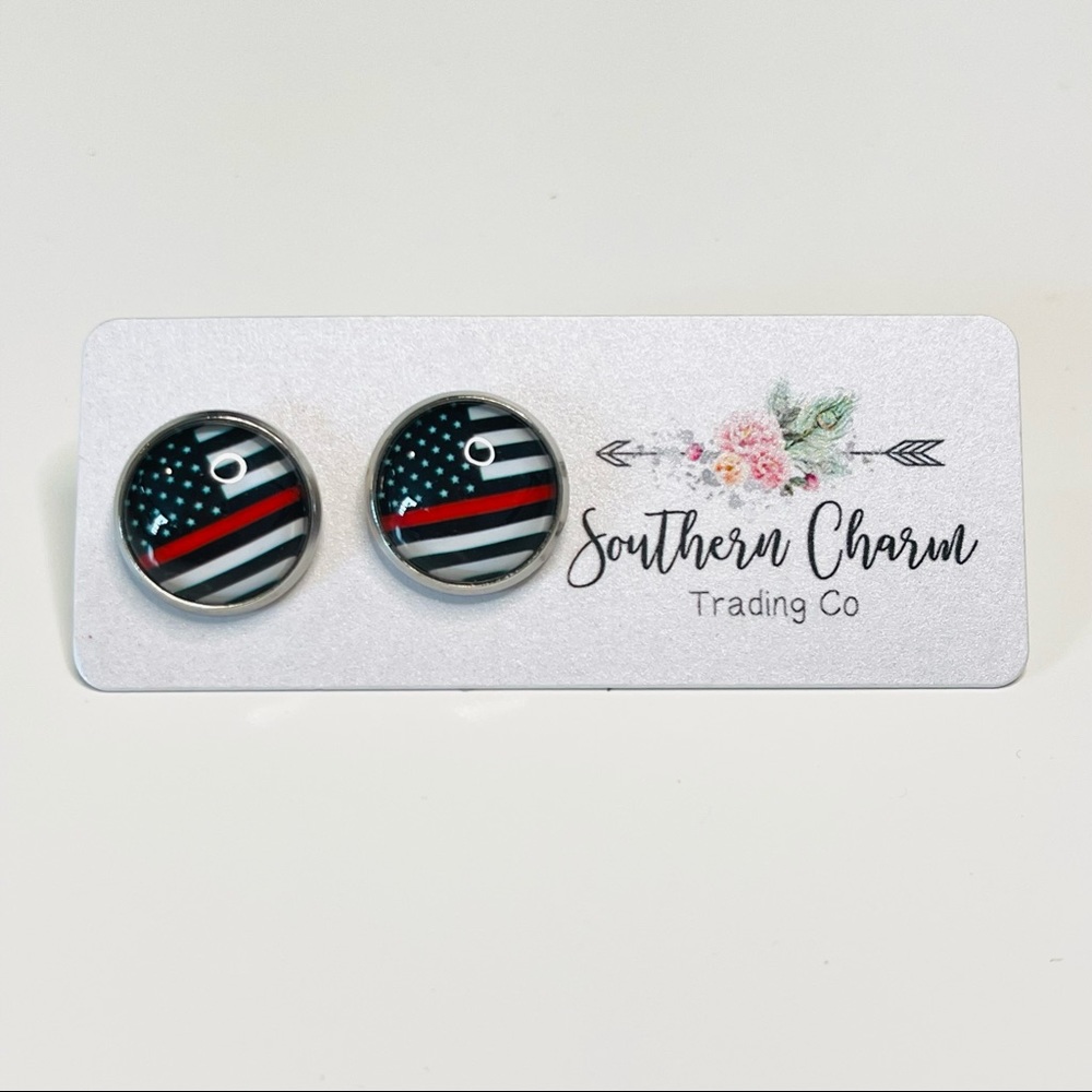 Thin Red Line Studs